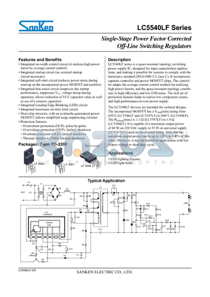 LC5549LF datasheet - Single-Stage Power Factor Corrected Off-Line Switching Regulators