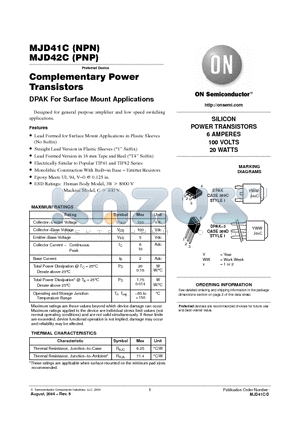 MJD41C datasheet - Complementary Power Transistors