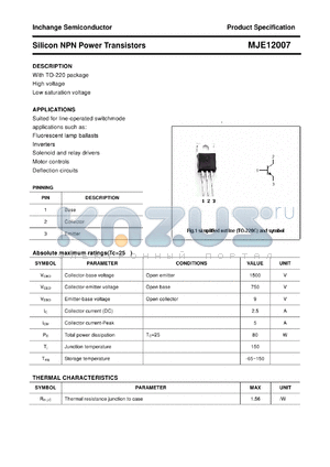 MJE12007 datasheet - Silicon NPN Power Transistors