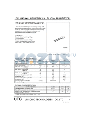 MJE13002 datasheet - NPN SILICON POWER TRANSISTOR