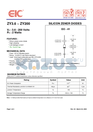 ZY62 datasheet - SILICON ZENER DIODES