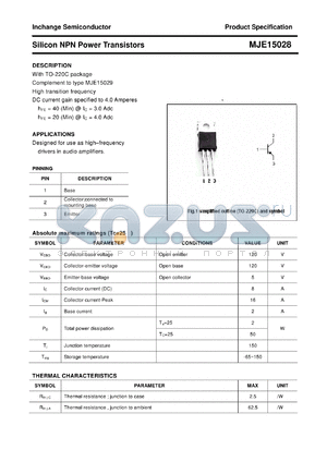 MJE15028 datasheet - Silicon NPN Power Transistors