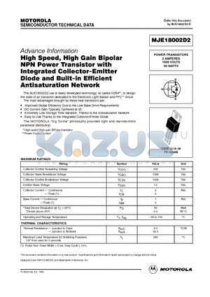 MJE18002D2 datasheet - POWER TRANSISTORS