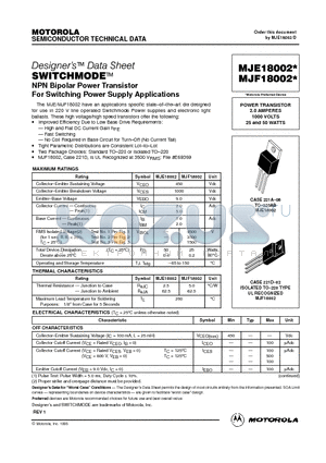 MJE18002 datasheet - POWER TRANSISTOR