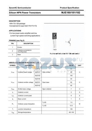 MJE182 datasheet - Silicon NPN Power Transistors