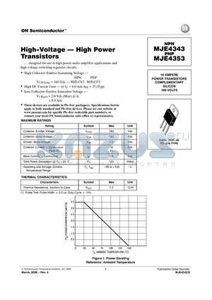 MJE4353 datasheet - HighVoltage  High Power Transistors