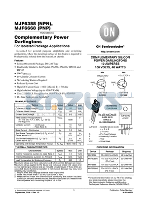 MJF6388G datasheet - Complementary Power Darlingtons