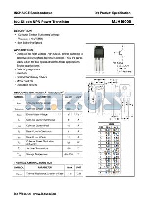 MJH16006 datasheet - isc Silicon NPN Power Transistor