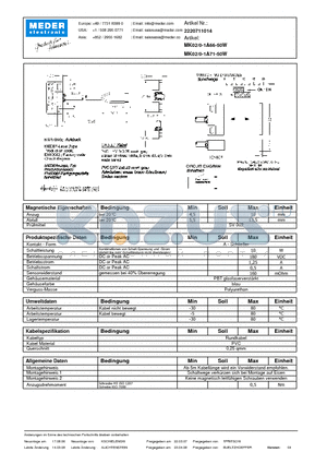 MK02-0-1A66-50W_DE datasheet - (deutsch) MK Reed Sensor