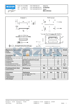 MK01-BV07825_DE datasheet - (deutsch) MK Reed Sensor