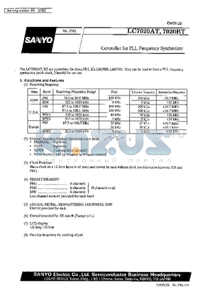 LC7020BT datasheet - Controller for PLL Frequency Synthesizer