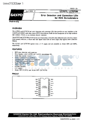 LC7071NM datasheet - Error Detection Correction LSIs for RDS Demodulators