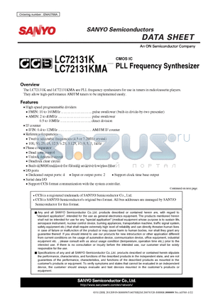 LC72131K_12 datasheet - PLL Frequency Synthesizer