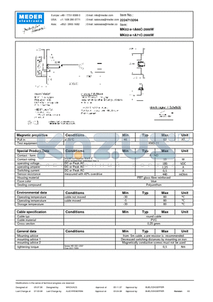 MK02-4-1A66C-2000W datasheet - MK Reed Sensors