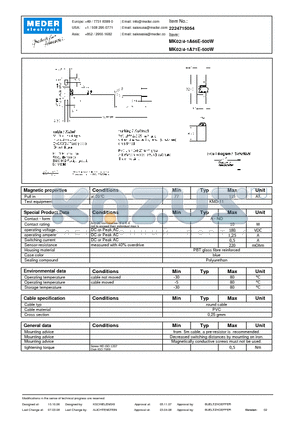 MK02/4-1A71E-500W datasheet - MK Reed Sensors