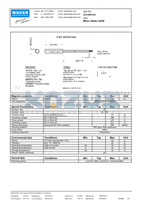 MK03-1A66A-1000W datasheet - MK Reed Sensor