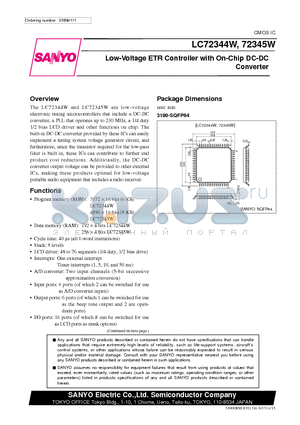 LC72344W datasheet - Low-Voltage ETR Controller with On-Chip DC-DC Converter