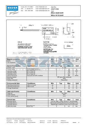 MK04-1A66B-500W datasheet - MK Reed Sensors