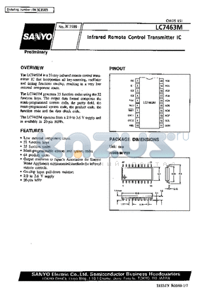 LC7463 datasheet - Infrared Remote Control Transmitter IC