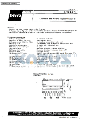LC7470 datasheet - Character and Pattern Display Control IC