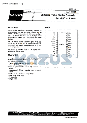 LC7472M datasheet - On-screen Video Display Controller for NTSC or PAL-M