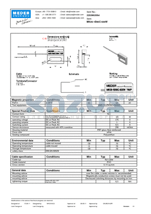 MK05-1B90C-500W datasheet - MK Reed Sensor