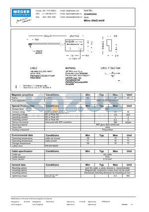 MK04-1B90D-500W datasheet - MK Reed Sensors