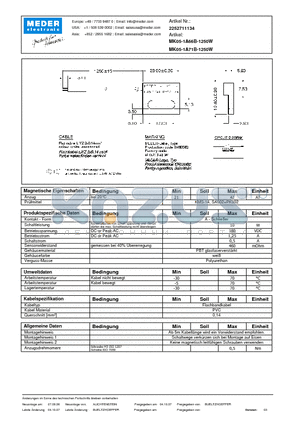 MK05-1A66B-1250W_DE datasheet - (deutsch) MK Reed Sensor