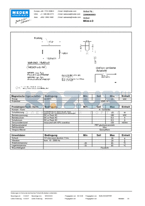 MK06-6-D_DE datasheet - (deutsch) MK Reed Sensor