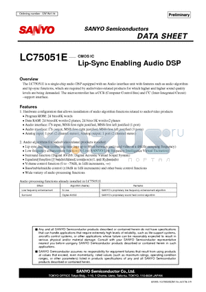 LC75051E datasheet - CMOS IC Lip-Sync Enabling Audio DSP