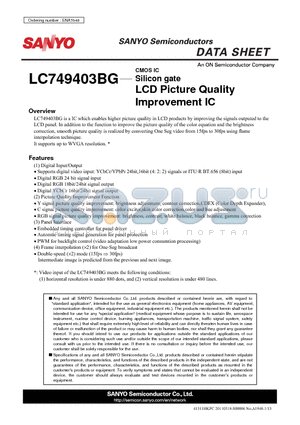 LC749403BG datasheet - Silicon gate LCD Picture Quality Improvement IC