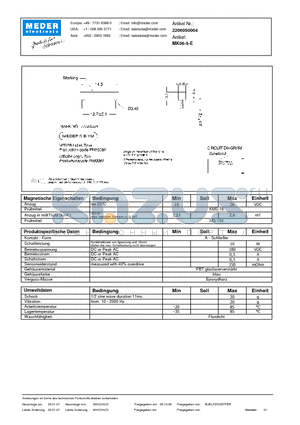 MK06-5-E_DE datasheet - (deutsch) MK Reed Sensor