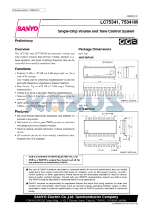 LC75341 datasheet - Single-Chip Volume and Tone Control System