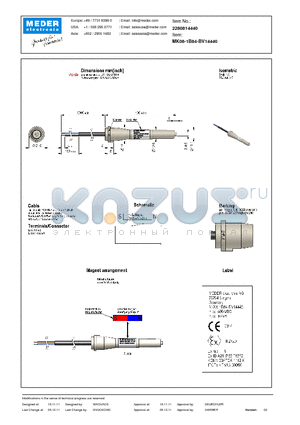 MK08-1B84-BV14440 datasheet - RH <45 %, 100 V test voltage