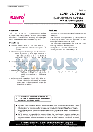 LC75412E datasheet - Electronic Volume Controller for Car Audio Systems