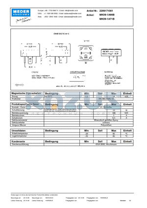 MK09-1A71B_DE datasheet - (deutsch) MK Reed Sensor