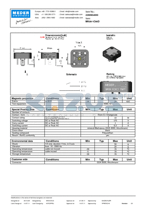 MK09-1C90D datasheet - MK Reed Sensors