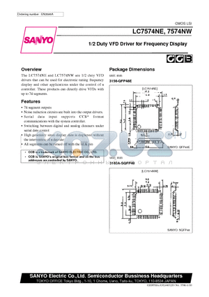 LC7574NW datasheet - 1/2 Duty VFD Driver for Frequency Display