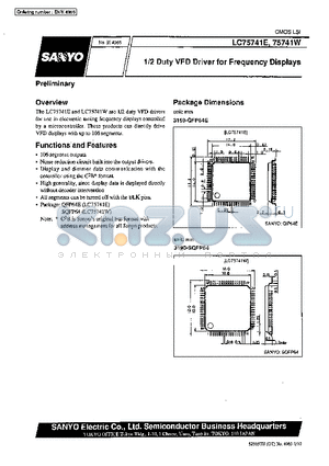 LC75741W datasheet - 1/2 Duty Driver for Frequency Displays
