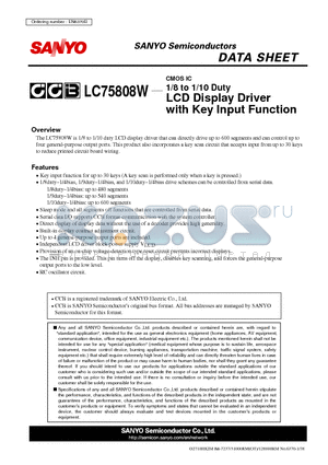 LC75808W datasheet - LCD Display Driver with Key Input Function