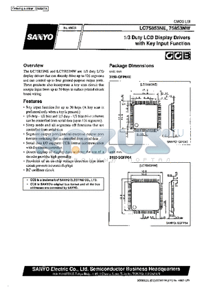 LC75853NW datasheet - 1/3 Duty LCD Display Drivers with Key Input Function