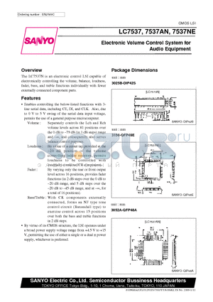 LC7537 datasheet - Electronic Volume Control System for Audio Equipment