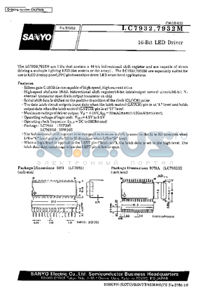 LC7932 datasheet - 16-bit LED Driver