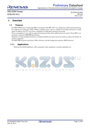 R5F21357MNFP datasheet - household appliances, office equipment, audio equipment, consumer equipment