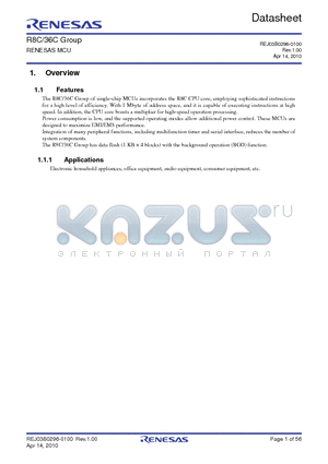 R5F21365CNFA datasheet - RENESAS MCU