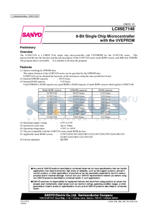 LC867124 datasheet - 8-Bit Single Chip Microcontroller with the UVEPROM