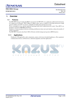 R5F213M6UNNP datasheet - The R8C/3MU Group has data flash (1 KB  4 blocks) with the background operation