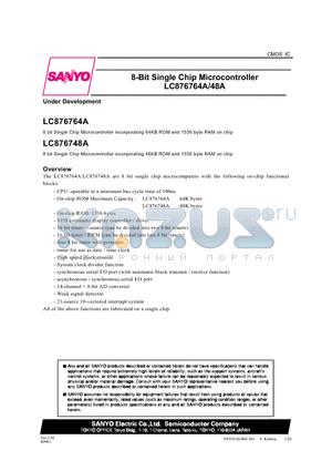 LC876764A datasheet - 8-Bit Single Chip Microcontroller