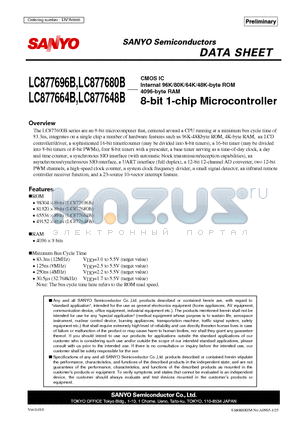 LC877664B datasheet - 8-bit 1-chip Microcontroller