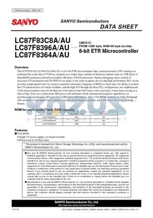 LC87F8396AU datasheet - FROM 128K byte, RAM 6K byte on-chip 8-bit ETR Microcontroller